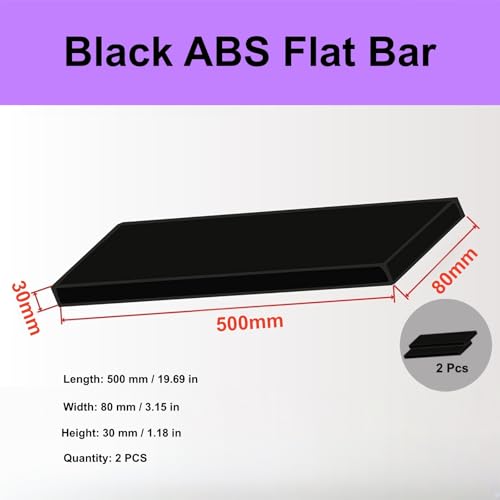 Plástico ABS barras planas de 500x80x30mm bloque rectangular negro para prototipado 3