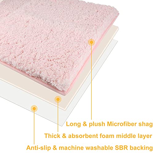 Sheepping Bathroom Rugs Microfiber Plush Bath Mat Machine Washable, Non Slip Rubber And Absorbency Bath Rugs For Bathroom Floor, Door And Sink, Rectangular Floor Mat,Light Pink,32"X 20" #TOP5