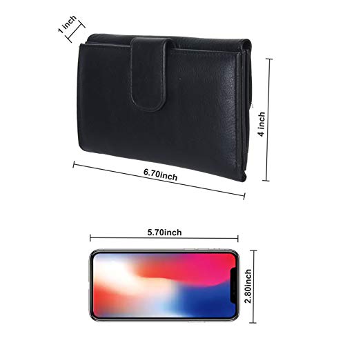 Leatherboss Genuine Leather Clutch Party Credit Debit Card Holder Wallet Purse with Coin Pocket for women, Black3