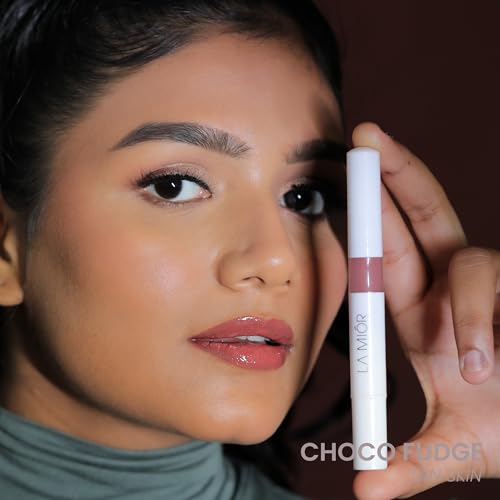 Image of LAMIOR Peptide Glaze Lip Balm - 3 in 1 Formula for Glossy Shine, Healing & Nourishment for Dry Dark & Pigmented Lips with Shea Butter, Non Sticky, Moisturizing Lip Balm for Women, (Choco Fudge)