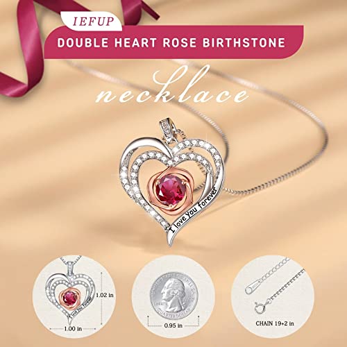 Iefup Birthday Gifts For Women - S925 Sterling Silver Ruby Necklace July Birthstone Necklace Jewelry For Women Birthday Christmas Valentines Mothers Day Gifts For Mom Wife Grandma Girlfriend #TOP4