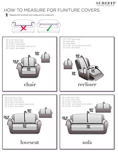 Sure Fit Quilted Deep Pile Velvet With Pockets And Non-Slip Paw Print Back Sofa Furniture Cover, Cement #TOP3