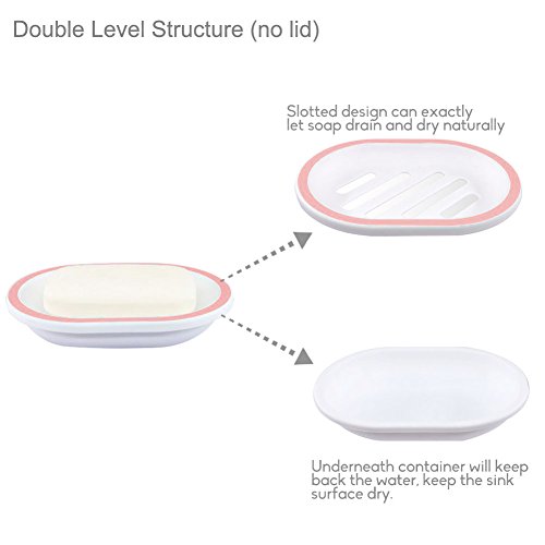 image for TOPSKY 2-Pack Soap Dish with Drain, Soap Holder, Soap Saver, Easy Clea