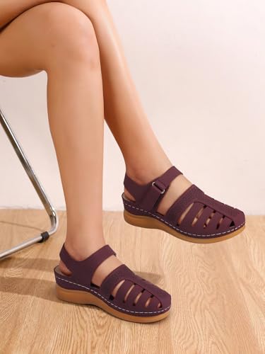 Image of SHIBEVER Wedge Sandals for Women Comfortable Closed Toe Dressy Summer Shoes | Comforta for 40% Enhanced Arch Support Fisherman - No Ankle Rubs for All-day Commutes Lightweight Casual Outdoor Shoes