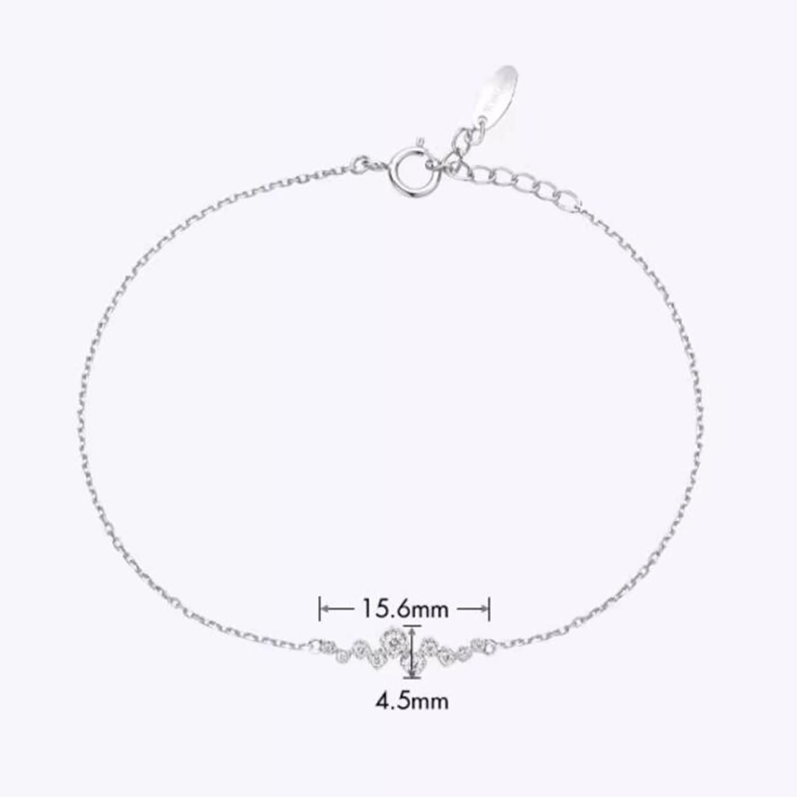 Pulseras de Mujer de Oro Blanco de 9 Kilates / 14 Kilates / 18 Kilates, Cadena con Diamante, Cadena Extensible 16 CM + 5 CM, Pulseras para Ajustable Mujer de Plata