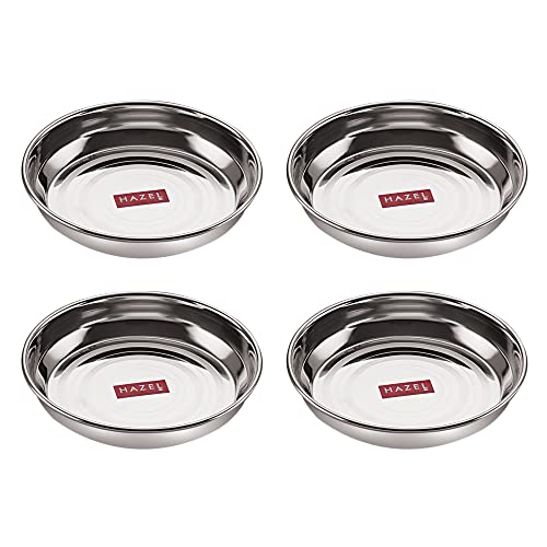 Hazel Stainless Steel Plates Set | Small Snack & Breakfast Plates, 200 ML, Set of 4