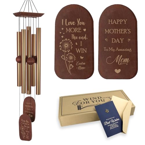 Image of ASTARIN Personalized Gifts for Mom, Custom Wind Chimes Mothers Day Birthday Gifts from Daughter, Home Decoration Windchime Gift for New Mom, Thank You Gift for Mother Wife Grandma