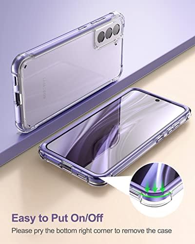 SURITCH Clear Case for Samsung Galaxy S21 FEBuilt in Screen ProtectorHybrid Protection Hard Shell PC+Soft Rubber Bumper Rugged Case Protector Cover for Samsung Galaxy S21 FE 5G (2022) 6.4 (Purple)