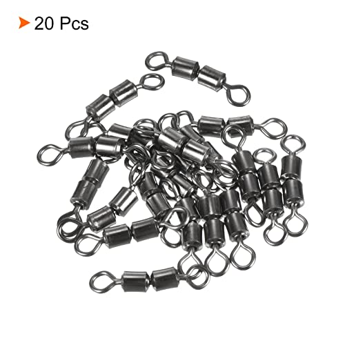 PATIKIL High Speed 2 Roller Swivel, 20Pcs 70lb Copper Barrel Bead Chain Rolling for Saltwater Freshwater Fishing Black - Image 3