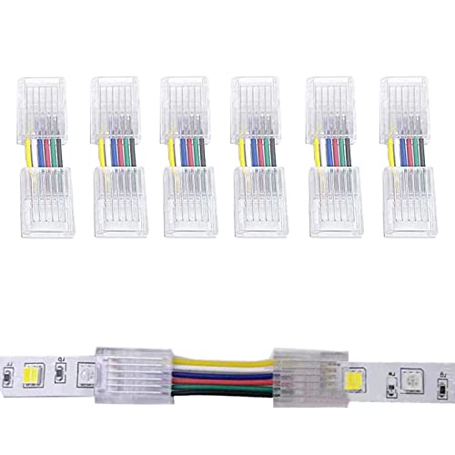 SHAOYAYAZHANG Connecteurs de bande lumineuse LED à 6 broches en forme de H, étanches ou non étanches, connecteur transparent sans soudure pour bande lumineuse LED 12 mm 5050 RGBW CCT 12 V 24 V