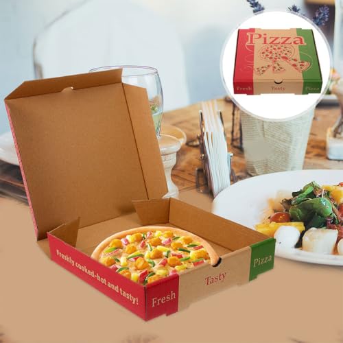 PRETYZOOM 10stücke Papier Pizza Box Leere Dickes Papier Pizza Behälter Takeaway Tragebox