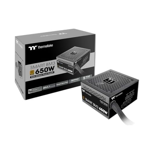 Thermaltake Smart BM3 650W 80Plus Bronze ATX 3.1 & PCIE 5 Ready Semi-Modular Power Supply; 105°C/221°F Japanese Capacitor; 5 Year Warranty; PS-SPD-0650MNFABU-3