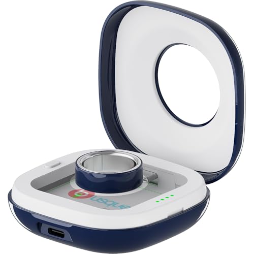 Portable Charging Case Compatible with Oura Ring 4 Charger Fits All-Sized Dock 50-Day Runtime Blue (Case Only)