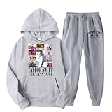 Generisch Conjunto de chándal para mujer Taylor Swift con capucha con estampado rosa minimalista casual y pantalón estampado, gris, M