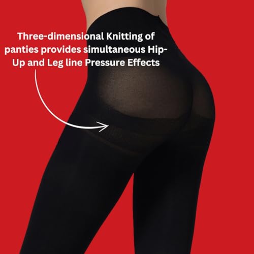 Lift Up Hips Tummy Control Compression Footless 200 Denier Magic Tights, Black3