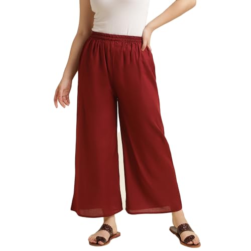 Image of Fabclub Women's Heavy Rayon Solid Plain Palazzo