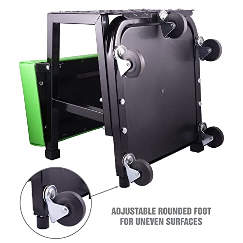 Oemtools 24904 Workshop Seat And Step Stool, Garage Creeper Seat With 300 Lbs Capacity, Mechanics Stool With Wheels, Padded Vinyl Mechanic Stool With Wheels #TOP4