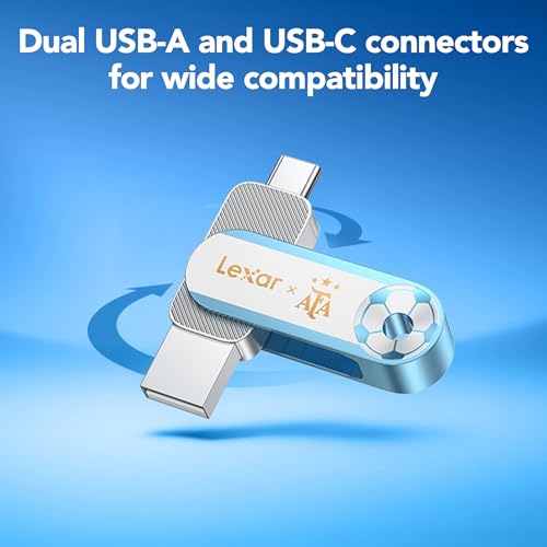 Image of Lexar 128GB Solid State Dual Drive D500 USB 3.2 Gen 1, AFA Edition, World Cup, Dual Port USB Type-C /Type-A, Up to 400MB /s, Compatible w /iPhone 15 /16 /17, Android, Tablets, PC & Mac (LJDD500128G-BNXNU)