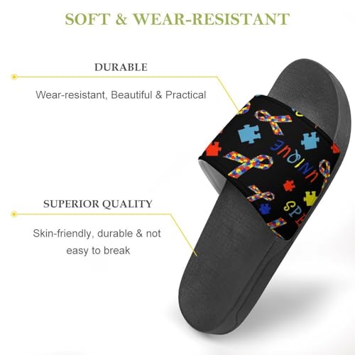 Autism Awareness Love Womens Slide Sandals Non Slip Summer House Slippers for Girls Slip-on Flip Flops3