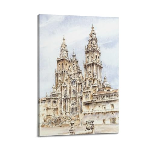 Peinture toile paysage église WIZIGM une invitation au voyage