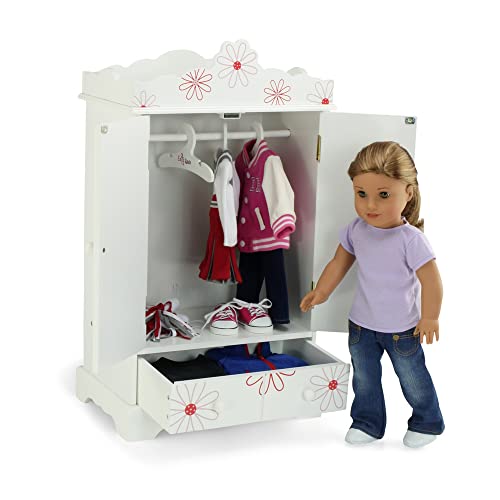 Emily Rose 18 Inch Doll Large Furniture And Accessories Storage Clothes Closet With Hangers | 18-In Doll And Small Pet Clothing Accessory Armoire Wardrobe #TOP2