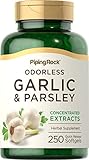 Piping Rock Odorless Garlic and Parsley Pills | 500mg | 250 Softgel Capsules | Concentrated Herbal Extract | Non-GMO, Gluten Free Supplement