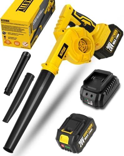 Alloyman Leaf Blower, 20V Cordless Leaf Blower, with 4.0Ah Battery & Charger, 2-in-1 Electric Leaf Blower & Vacuum for Yard Cleaning/Snow Blowing.