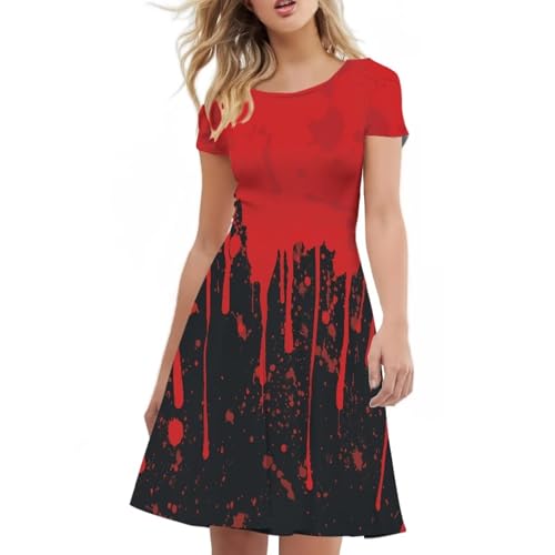 Image of AFPANQZ Womens Casual Summer Lightweight Vintage Dress Short Sleeve Midi Dress Knee-Long Luxury Formal Dress