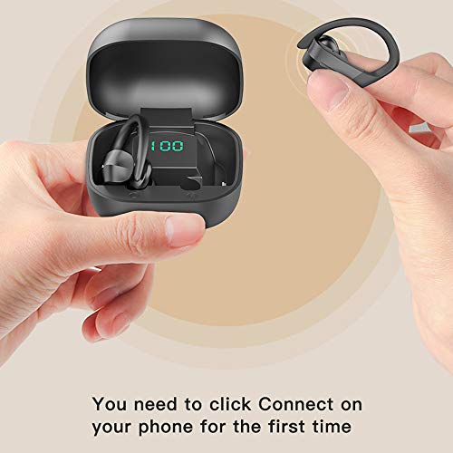 Andoer Fones de ouvido potáveis ​​com visor de bateria Fone de ouvido BT Fone de ouvido sem fio Fone