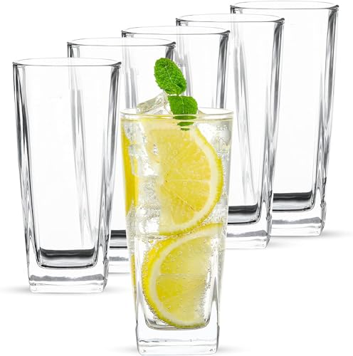 Image of WRINGO 350 ML Water Glasses Transparent Long Glass | Highball Glasses | Juice Glass | Plaza Tumbler Set of (6) (WR-04)