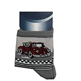 Ewers Baby Jungen Kinder-Socken rotes Auto, hellgrau, Gr. 18-19 (18-19)