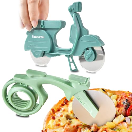 GZYYANG Moto Rotella Tagliapizza 2 Pezzi, Con Rotella Pizza a Doppio Taglio e Tagliapizza con Supporto, Rotella Tagliapasta in Plastica in Acciaio Inox