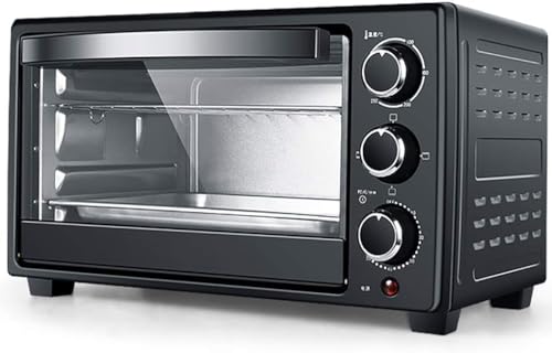 Horno Tostador Eléctrico, Mini Horno 23 L, Horno Eléctrico 1300 W Temperatura Ajustable 70-250 ℃ y Temporizador de 60 Minutos con 3 Funciones de Calentamiento for Hornear Cocinar Parrilla(Black)