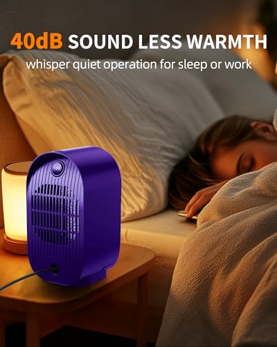 Image of Space Heater, Portable Heater for Indoor Use, Small Electric Heaters with Overheat & Tip-Over Protection, Mini Desk Heaters for Office Bedroom Bathroom, Compact & Efficient Heating, Purple