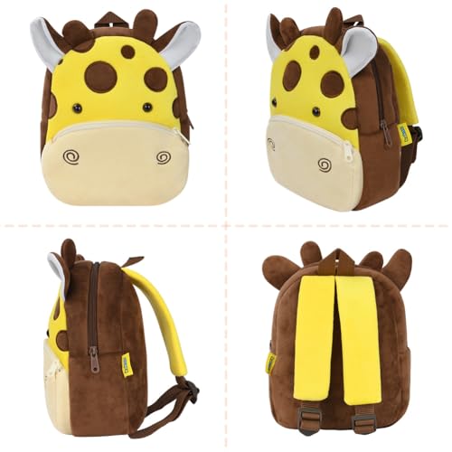 Aomig Plüsch Rucksack Kindergartenrucksack Kleinkind Rucksack Kindergarten Schultasche für Jungen Mädchen Kinder Tierischer Kinderrucksack Tier Cartoon Mini Tasche Kinder Rucksack 2-6 Jahre (Giraffe)