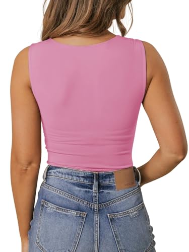 PINKMSTYLE V Neck Tank Tops for Women Cute Summer Shirts Double Lined Basic Tops Pirouette Medium — view 6