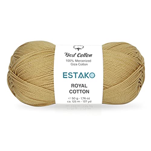 Image of Estako Royal Cotton, 100% Mercerized Giza Cotton Yarn, Soft, Super Fino 1 for Crochet and Knitting 1.76 Oz (50g) / 137 Yrds (125m) (5052)