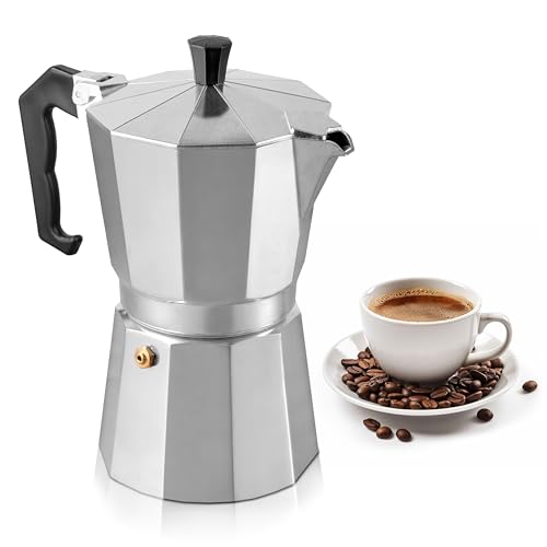 Mixpresso 9 Cup Moka Pot Stovetop Espresso Maker, Italian Cuban Coffee Pot