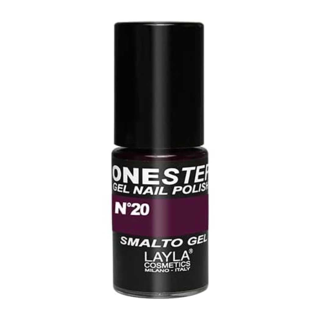LAYLA ONE STEP Smalto Semipermanente in Gel 3-​in-​1 Veloce e Facile Applicazione Durata 3 Settimane Alta Pigmentazione Senza Strato di Dispersione 5ML Layla Cosmetics N.20 ARABESQUE (Viola)