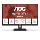 AOC 27E3UM - 27 Inch FHD Monitor, VA, 75Hz, 4ms, slim design, Speakers, Flicker Free, Low Blue light, USB Hub, Tilt, Adaptive Sync (1920 x 1080 @75Hz, 300 cd/m², HDMI 1.4 / DP 1.2 / USB 3.2) - Image 2