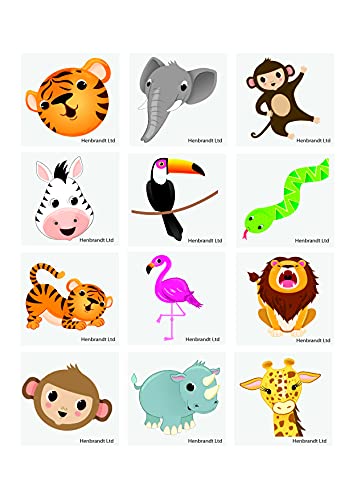 12 animale della giungla temperary adesivo