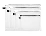 Nova Filer Reinforced Mesh Zipper Bag, Vinyl, 4 Assorted Sizes, Clear