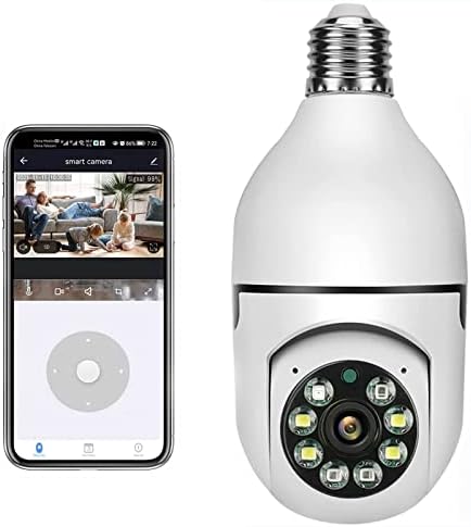 chuangxin 5G Light Bulb Home Security Camera,2.4G/5G PTZ Pan/Tilt/Zoom WiFi E27 Lightbulb Camera with Motion Detection, Auto Tracking,Two Way Audio,HD 1080P Full Color Night Vision Lamp Cameras