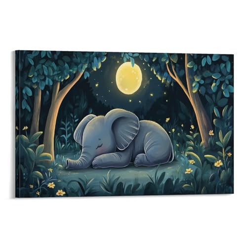 Impression sur toile éléphant gris moderne - Décoration murale maison 16x24inch
