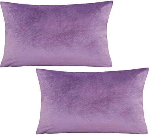 Tennove Cushion Covers 50x50cm Soft Solid Velvet Throw Pillow Covers Pack of 2 Decorative Pillowcases Square Cushion Cases Protectors for Sofa Bed Couch Bench, Wine Red