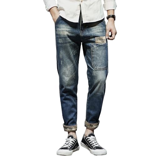 Mens Baggy Straight Fit Jeans Work Casual Daily Classic Jeans Loose Fit Denim Hip Hop Denim Pants