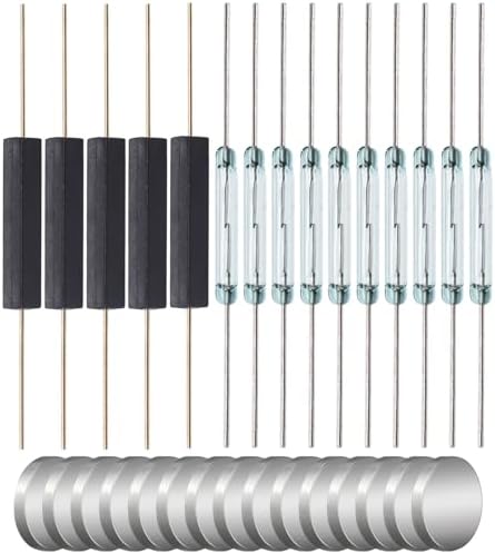 weidder (15pcs) 10pcs Glass Reed Switch 5pcs Plastic Reed Switch Normally Open (N/O) Contact Magnetic Induction Switch 2.5mm×14mm with 15pcs Small Magnets K-080-081