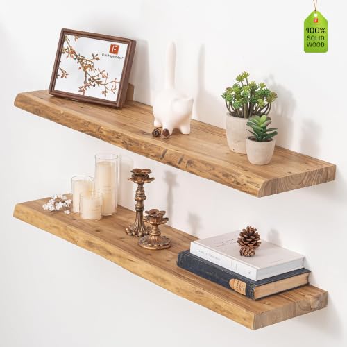 Live-Edge Elm Floating Shelves