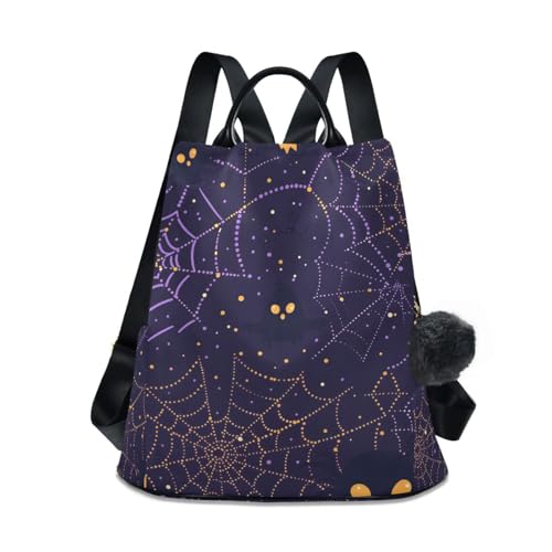 Halloween Spiderwebs Pumpkins Backpack for Women Anti Theft Large Fashion Travel Shoulder Bag Purse Rucksack Lightweight