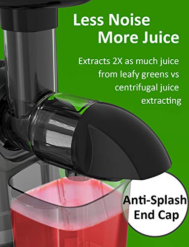 Masticating Juicer, Homgeek Cold Press Juicer with Quiet Motor, Slow Juicer for Vegetables, Wheatgrass and Fruits